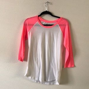 Hurley raglan neon pink 3/4 sleeve size m
